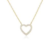 Philip Jones Collar de corazón abierto chapado en oro creado con cristales de Zircondia®