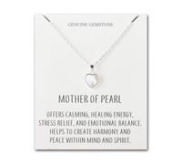 Philip Jones Collar de corazón con piedras preciosas de madreperla con tarjeta de cita