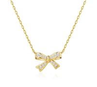 Philip Jones Collar de lazo chapado en oro creado con cristales de Zircondia®