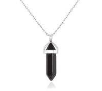 Philip Jones Collar de piedras preciosas genuinas de ónix negro