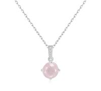 Philip Jones Collar de plata de ley con piedras preciosas de cuarzo rosa