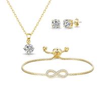 Philip Jones Conjunto de amistad infinito chapado en oro creado con cristales Zircondia®