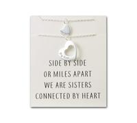 Philip Jones Conjunto de collar de hermana mayor y hermana menor chapado en plata con tarjeta de cita