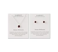 Philip Jones Conjunto de collar y aretes con piedra natal de enero (granate) creado con cristales Zircondia®