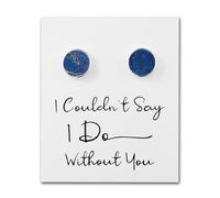 Philip Jones Gemelos de lapislázuli para hombre con texto en inglés "I Couldn't Say I Do Without You", Plata, Lapis