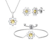 Philip Jones Juego de 3 pulseras con margaritas creadas con cristales Zircondia®