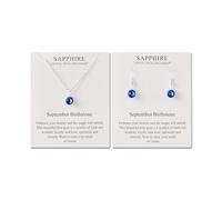 Philip Jones Juego de collar y aretes colgantes con piedra de nacimiento de septiembre (zafiro) creado con cristales Zircondia®