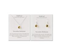 Philip Jones Juego de collar y aretes colgantes con piedra natal de noviembre (topacio) creado con cristales Zircondia®