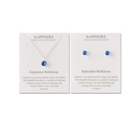 Philip Jones Juego de collar y aretes con piedra de nacimiento de septiembre (zafiro) creado con cristales Zircondia®