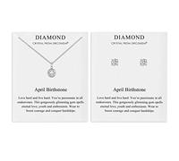 Philip Jones Juego de collar y aretes con piedra natal de abril (diamante) creado con cristales Zircondia®