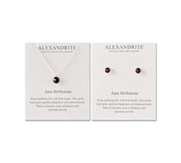 Philip Jones Juego de collar y aretes con piedra natal de junio (alejandrita) creado con cristales Zircondia®