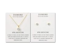 Philip Jones Juego de collar y pendientes chapados en oro con piedra natal de abril (diamante) creados con cristales de Zircondia®