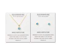 Philip Jones Juego de collar y pendientes chapados en oro con piedra natal de marzo (aguamarina) creado con cristales de Zircondia®