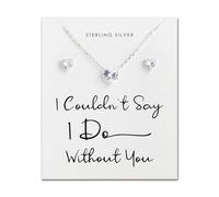 Philip Jones Juego de solitario de plata de ley con texto en inglés "I Couldn't Say I Do Without You" para boda, con cristales de Zircondia