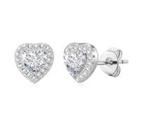 Philip Jones Pendientes chapados en plata con forma de corazón creados con cristales de Zircondia