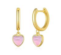 Philip Jones Pendientes de aro chapados en oro de 18 quilates con perla rosa y corazón