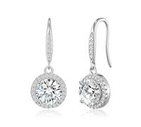 Philip Jones Pendientes de gota chapados en plata creados con cristales de Zircondia®, Cristal, Cristal Zircondia®