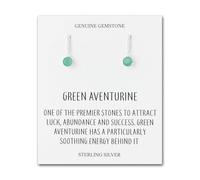 Philip Jones Pendientes de gota de plata de ley con piedras preciosas de aventurina verde con tarjeta de cita, Medium, Aventurina verde, Aventurina verde