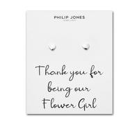 Philip Jones Pendientes de plata de ley para niños con diseño de corazón con texto en inglés "Thank you for being our flower girl" creados con cristales de Zircondi