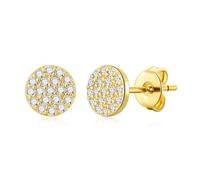 Philip Jones Pendientes redondos chapados en oro creados con cristales de Zircondia®, Cristal, Cristal Zircondia®