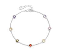 Philip Jones Pulsera chapada en plata de cristal multicolor creada con cristales de Zircondia®, Cristal, Cristal Zircondia®