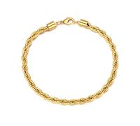 Philip Jones Pulsera de cadena de trigo redonda de acero chapado en oro de 5 mm para hombre, 8.5 inches, Acero inoxidable