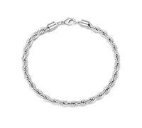 Philip Jones Pulsera de cadena de trigo redonda de acero inoxidable de 5 mm para hombre (7.5 a 8.5 pulgadas), 7.5 Inch, Acero inoxidable, No es una piedra preciosa