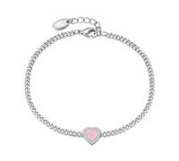 Philip Jones Pulsera de cuarzo rosa con piedras preciosas de corazón creada con cristales de Zircondia®
