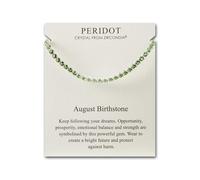 Philip Jones Pulsera de la amistad con piedra natal de agosto con cristales de circonita peridoto ajustable, 12 cm bis 24 cm, Cristal, Cristal de circonita