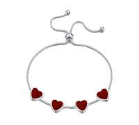 Philip Jones Pulsera de la amistad con piedras preciosas de cornalina con múltiples corazones