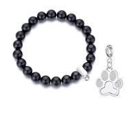 Philip Jones Pulsera de piedras preciosas de ónix negro creada con cristales de Zircondia® (15 dijes a elegir), talla única, Ónix negro, Ónix negro
