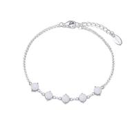 Philip Jones Pulsera de piedras preciosas de ópalo blanco sintético