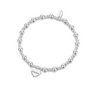 Philip Jones Pulsera elástica chapada en plata con dije de corazón para abuela