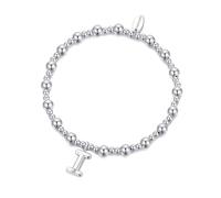 Philip Jones Pulsera elástica con inicial de letra I creada con cristales de Zircondia®, Plata