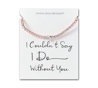 Philip Jones Pulsera solitaria de corazón chapada en oro rosa con cristales de Zircondia®, Adjustable, Cristal, Cristal de circonita