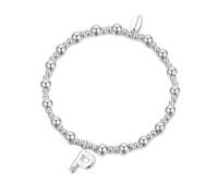 Philip Jones Pulseras elásticas chapadas en plata con iniciales de la A a la Z creadas con cristales de Zircondia®, talla única, Cristal, Cristal de circonita