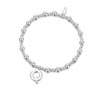 Philip Jones Pulseras elásticas chapadas en plata con iniciales de la A a la Z creadas con cristales de Zircondia®, talla única, Cristal, Cristal de circonita