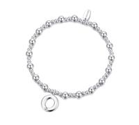 Philip Jones Pulseras elásticas chapadas en plata con iniciales de la A a la Z creadas con cristales de Zircondia, talla única, Cristal, Cristal de circonita