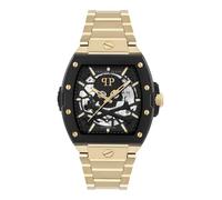 Philipp Plein Collection Reloj de lujo para hombre con correa dorada y esfera negra, Negro, OS, Philipp Plein | El $keleton, Negro, OS, Philipp Plein | Le $keleton, negro, OS, Philipp Completo | El