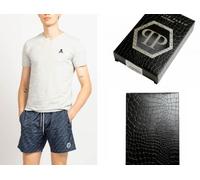 Philipp Plein Calavera Algodón Stretch Logo Camiseta Cuello V Loungewear Top M