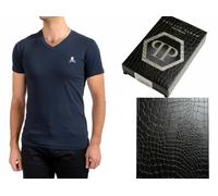 Philipp Plein Calavera Stretch V-Cuello Slim Camiseta Logo Ropa Interior Talla L