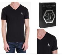 Philipp Plein Calavera Stretch V-Neck Delgado Camiseta de Logo Ropa Interior M