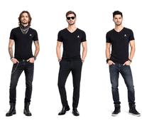 Philipp Plein Calavera Stretch V-Neck Delgado Camiseta de Ropa Interior Camisa