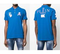 Philipp Plein Camiseta Polo Camisa Multi Calavera Logo Azul Marino XL
