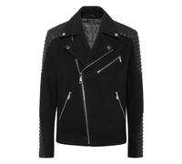 Philipp Plein - Chaqueta Biker de Lana con Insertos de Cuero - Jackets - Hombre - Negro - L -