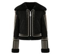 Philipp Plein - Chaqueta Corta de Cuero Shearling con Tachuelas - Jackets - Mujer - Negro - S -