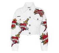 Philipp Plein - Chaqueta Denim Corta Love Crystals - Jackets - Mujer - Blanco - XL -