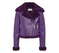 Philipp Plein - Eco Shearling Short Biker Jacket Skull&Bones - Jackets - Mujer - Púrpura - S -