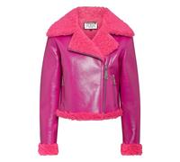 Philipp Plein - Eco Shearling Short Biker Jacket Skull&Bones - Jackets - Mujer - Rosa - M -