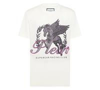 Philipp Plein - Jersey T-shirt Round Neck SS Racing Club - Tops - Hombre - Blanco - 3XL -